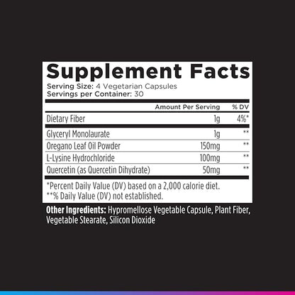 Livingood Daily Immune Support Supplement, 4-in-1 Formula with Oregano Oil, Monolaurin, L Lysine & Quercetin, Gut & Digestive Health, Gluten Free, Vegan, Non GMO, Allergen Free, 120 Capsules
