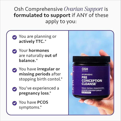 Ayurvedic Preconception Cleanse | Ovarian & Uterus Cleanse for Hormonal Balance | TTC Support | PCOS Supplements | Cycle Regularity | with Stinging Nettle, Red Clover, and more | 30 Servings