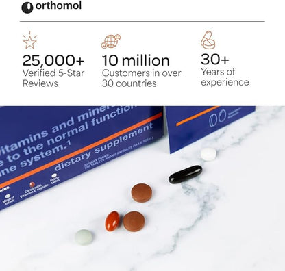 Orthomol Immun Tablet and Capsule, Immune Support Supplement, 30-Day Supply, Vitamins A, B, C, D, E, Zinc, Iodine