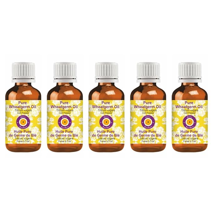 dève herbes Pure Wheatgerm Oil (Triticum vulgare) Cold Pressed (Pack of five) 100ml X 5 (16.9 oz)