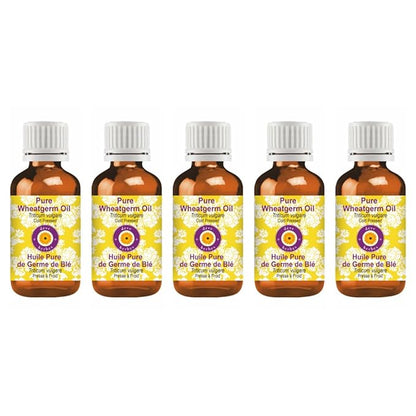 dève herbes Pure Wheatgerm Oil (Triticum vulgare) Cold Pressed (Pack of five) 100ml X 5 (16.9 oz)