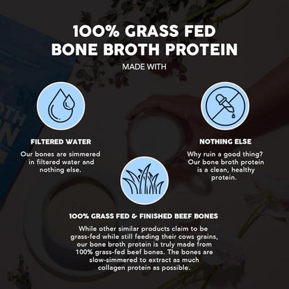 Paleovalley 100% Grass Fed Beef Bone Broth Protein Powder - Rich in Collagen Peptides for Hair, Skin, Gut Health, Bone and Joint Support - 13g Protein Per Serving - No Gluten or GMOs - Vanilla