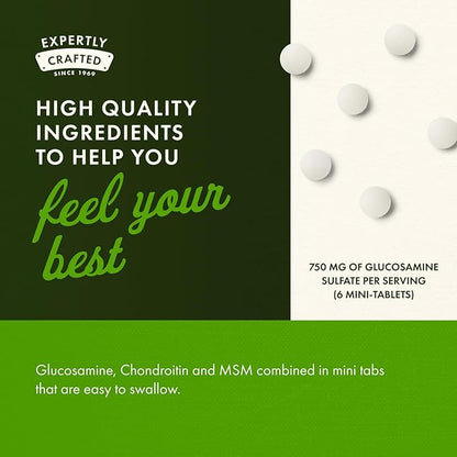 Swanson Glucosamine, Chondroitin & MSM - Cartilage & Joint Health Supplement* - Supports Mobility & Flexibility* - Easy-to-Swallow Mini Tablets - Gluten Free & Non-GMO - 360 Mini-Tablets