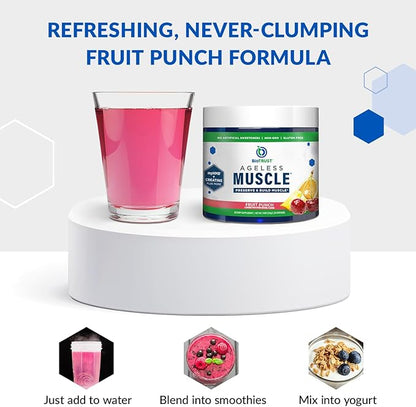BioTrust Ageless Muscle Builder - Creatine HMB Powder with Vitamin D3 & Betaine - Build & Preserve Naturally Declining Muscle Mass & Strength - Fruit Punch, 30 Servings