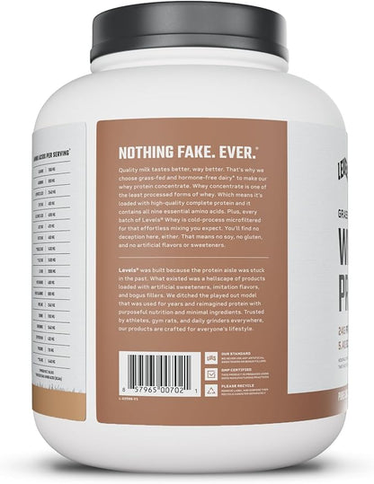 Levels Grass Fed Whey Protein Powder, No Artificials, 24G of Protein, Pure Chocolate, 5LB