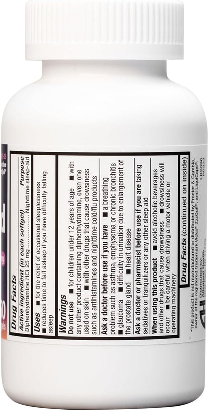 HealthA2Z Sleep Aid, Diphenhydramine HCl 25mg Softgels, Supports Deeper, Restful Sleeping, Non Habit-Forming (250 Softgels)