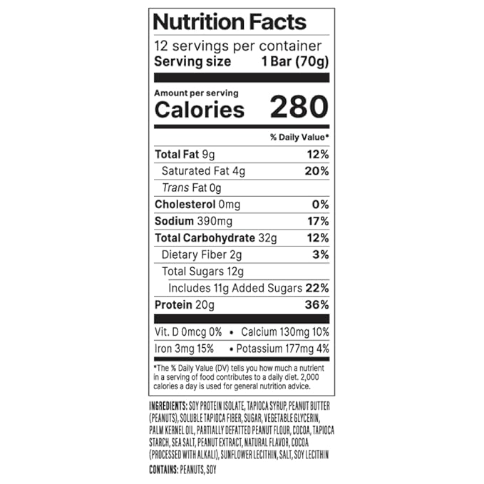 PROBAR - PROTEIN Bar, Peanut Butter Chocolate, Non-GMO, Gluten-Free, Healthy, Plant-Based, Whole-Food Ingredients, Natural Energy (12 Count)