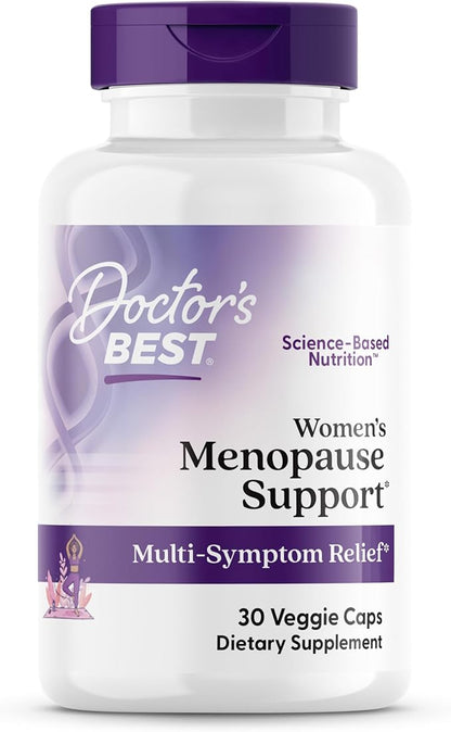 Doctors Best Womens Menopause Support (Soy Isoflavone, Black Cohosh, Chaste Tree), Multi-Symptom Relief, Non-GMO, Gluten Free, Vegan 30 Veggie Caps