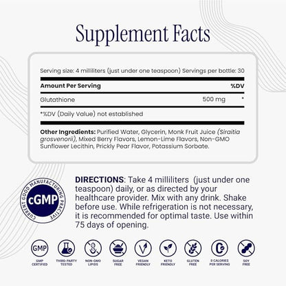 Rho Nutrition Liposomal Glutathione - Ultra High Absorption Liquid Glutathione Supplement - Supports Natural Detoxification, Immune System, Skin Health, Mental Clarity & Overall Well-Being - 3-Pack