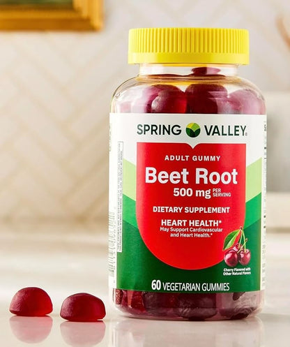 Beetroot Dietary Supplement Gummies, Cherry, 500 mg, 60 Count