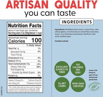 Pastabilities, Lower Calorie Pasta, Variety Pack (Penne & Ruffles) – 100 Calories/Serving, 12g Net Carbs & High Fiber – Delicious & Nutritious Alternative to Traditional Pasta (8 Ounce, 6 Pack)