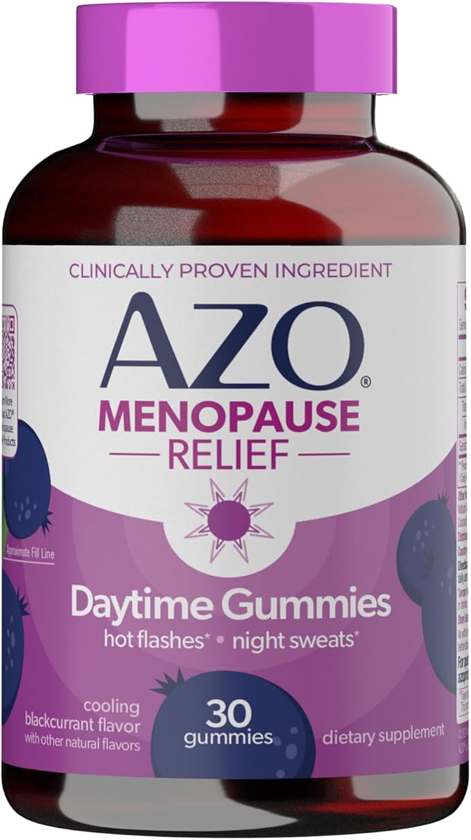 AZO® Daytime Menopause Gummies for Women, Clinically Proven Ingredient for Hot Flashes and Night Sweats*, Menopause Supplements for Women - 30 Gummies