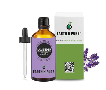 Earth N Pure Lavender Essential Oil Steam Distilled, Natural and Therapeutic Grade for Skin, Hair, DIY and Aromatherapy | 50 ml