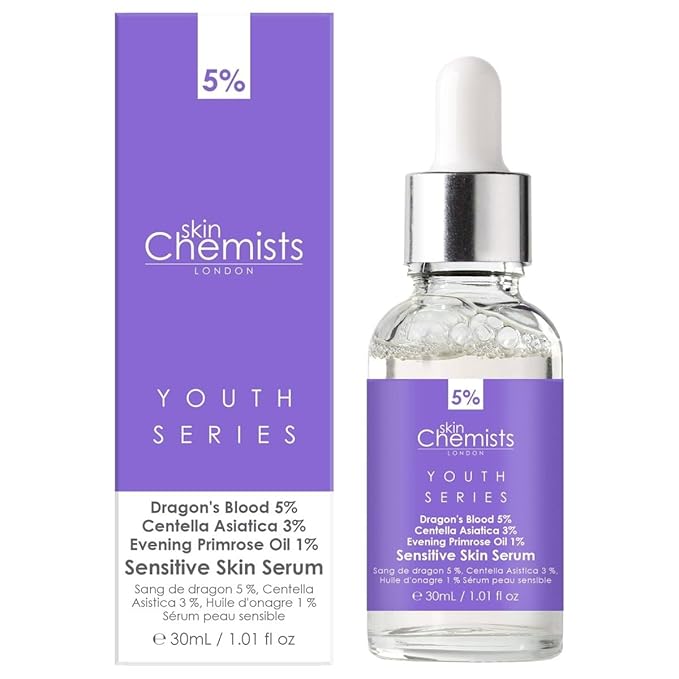 Skin Chemists Sensitive Skin - Dragon's Blood 5%, Centella Asistica 3%, Evening Primrose Oil 1%, Purple