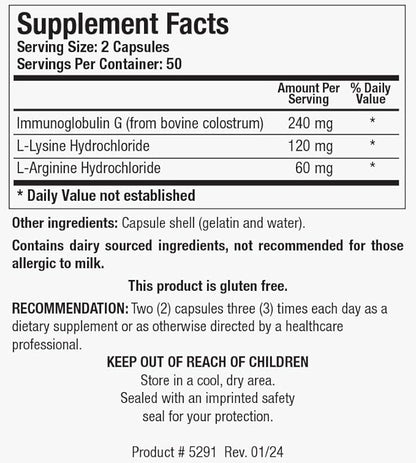 Biotics Research Immuno gG 240 milligrams Colostrum, Immune Support, Lean Muscle, Athletic Performance, Gut Health 100 Capsules