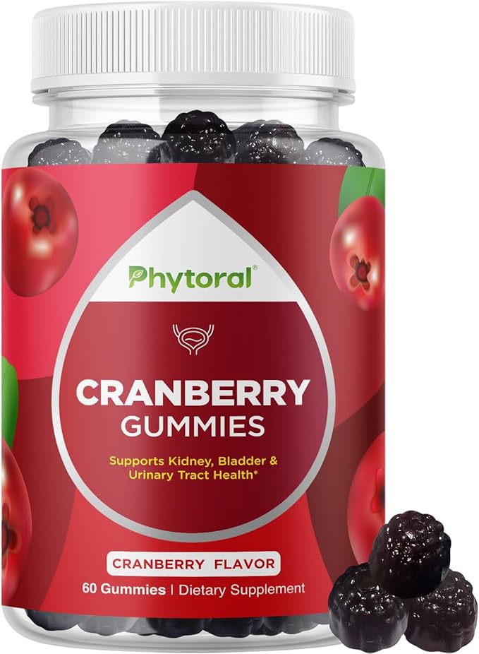 Phytoral Extra Strength Cranberry Gummies for Women - Delicious Potent Cranberry Supplement for Women and Men Bladder Kidney and Urinary Tract Health Support - Daily Gummy Vitamins - 60 Count