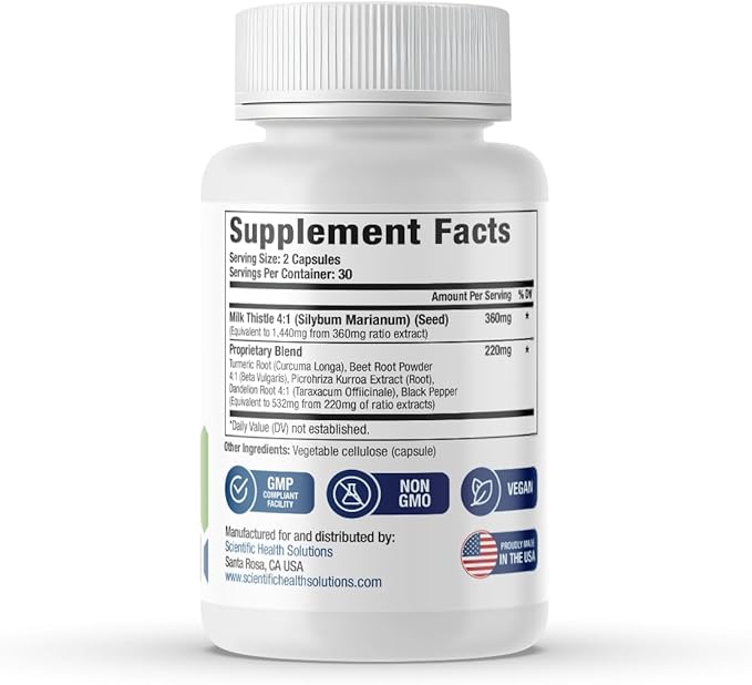 Milk Thistle Liver Detox Complex – Clinical-Grade Liver Support Supplement with Turmeric, Dandelion, Beet, Picrorhiza, Black Pepper – Phase I & II Detox – 60 Capsules – Non-GMO (3-Pack)