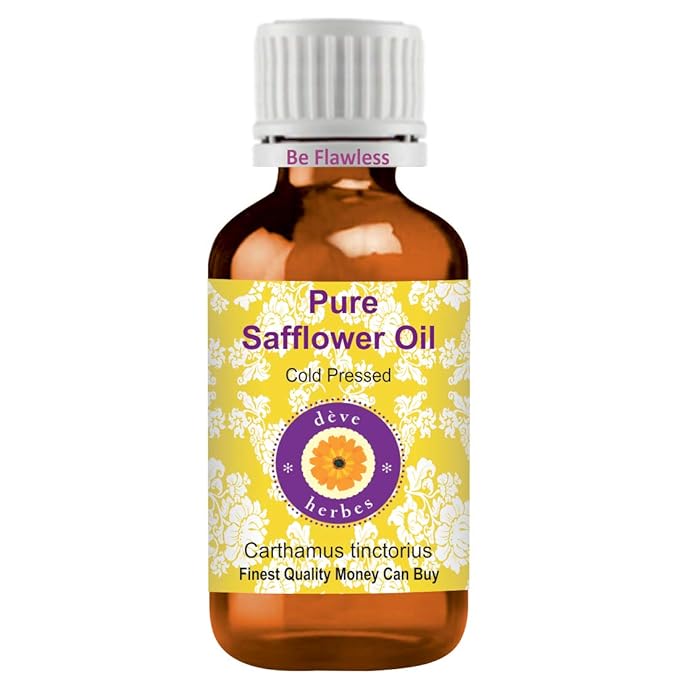 Deve Herbes Pure Safflower Oil (Carthamus tinctorius) Cold Pressed 10ml (0.33 oz)
