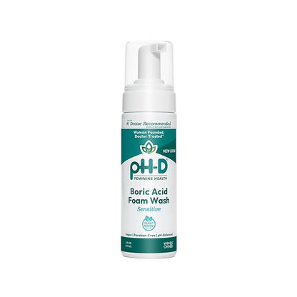 pH-D Feminine Health - Boric Acid Foam Wash - pH-Balanced, Paraben-Free, and Plant-based (Sensitive, 6 Fl Oz (Pack of 1))