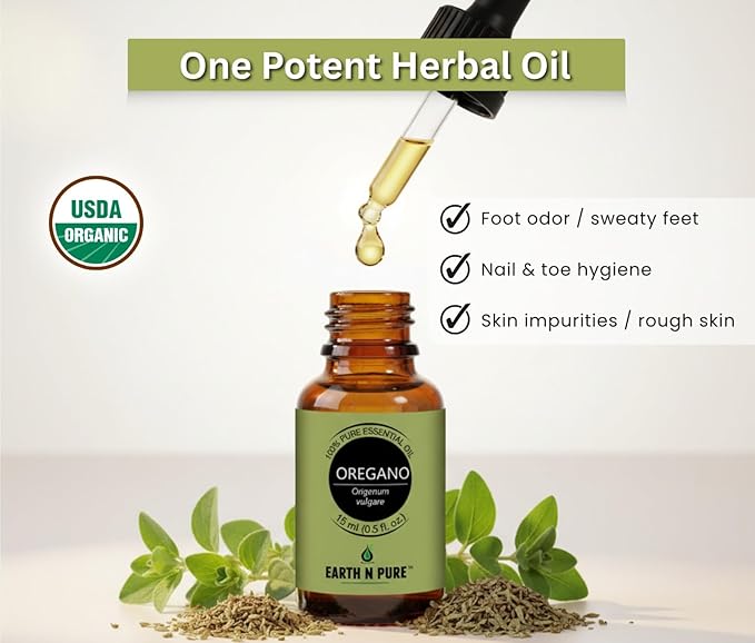 Earth N Pure Oregano Essential Oil Undiluted, Natural and Therapeutic Grade with Glass Dropper - 30 ML