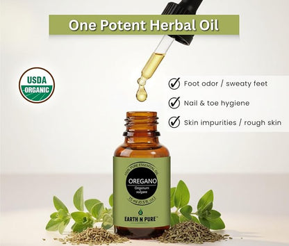 Earth N Pure Oregano Essential Oil Undiluted, Natural and Therapeutic Grade with Glass Dropper - 30 ML