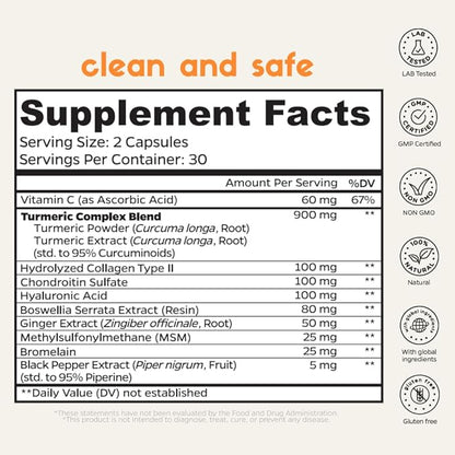 Zenkgo Chondroitin Boswellia MSM Turmeric Hydrolyzed Collagen - Joint Support Supplement, Helps with Joint Mobility & Flexibility (Joint Support Supplement)