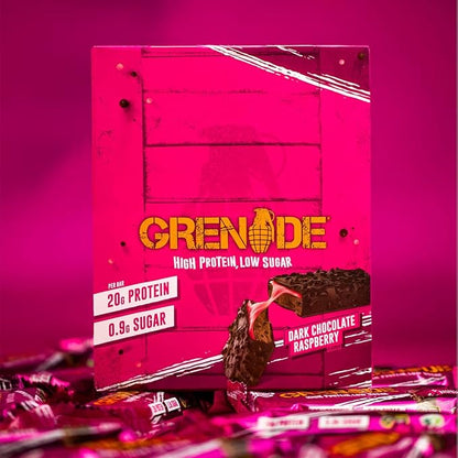 Grenade High Protein Bar - Dark Chocolate Raspberry, 12 x 60 g