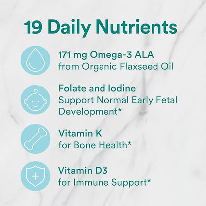 SmartyPants Organic Prenatal Vitamins for Women, Multivitamin Gummies: Biotin, Methylfolate, Omega 3 (ALA), Vitamin D3, C, Vitamin B12, B6, A, K2 & Zinc, Choline, Vegetarian, 180 Count (45 Day Supply)