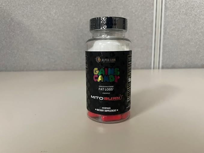 ALPHA LION Gains Candy, Supplement Pills that Support Weight Loss, Appetite Suppressant, Keto-Diet Friendly, Decrease Body Fat, Upgrade Energy & Workout Performance, 60 Capsules (MitoBurn®)
