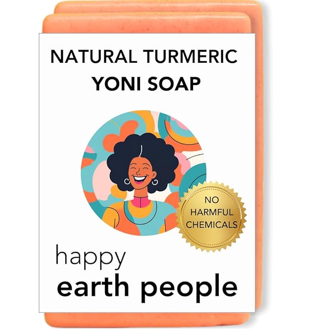 Natural YONI Soap Bars for Odor Control, Brightening & Gentle Cleansing of Yoni with Pure Turmeric (2 PACK)