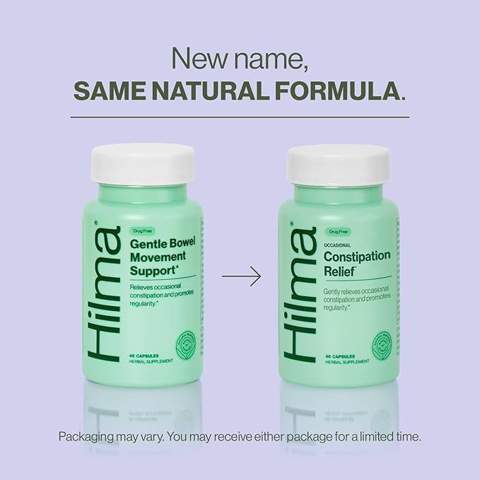 Hilma Gentle Bowel, Occasional Constipation Relief with Magnesium Citrate, Natural and Gentle Laxatives for Constipation w/Magnesium Citrate, Ginger, Anise and Bitter Orange, 46 Vegan Capsules