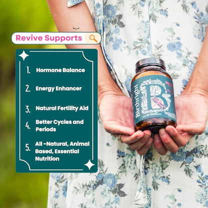 Birthright Female Hormone Support for, Energy, Fertility, Menstrual Cycle, Ovulation, Pregnancy and Menopause… All Natural, Animal Based, Liver, Kidney, Magnesium, Red Raspberry, Herbal Blend Revive