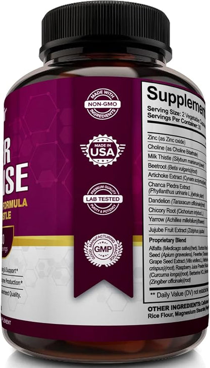 NutriFlair Liver Cleanse Detox & Repair Supplement with Milk Thistle, Turmeric, Dandelion, Artichoke Extract, Berberine HCL, Ginger - Liver Support and Liver Health, Non-GMO Pills, 60 Veggie Capsules
