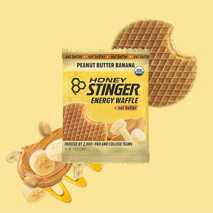Honey Stinger Organic Peanut Butter Banana Waffle, Energy Stroopwafel for Exercise, Endurance & Performance, Sports Nutrition for Home & Gym, Pre & Post Workout, 16.96 Ounce (Pack of 16)