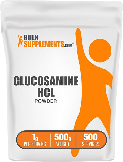 BulkSupplements.com Glucosamine HCl Powder - Glucosamine Supplement, Joint Support Supplement - Gluten Free, 1g per Serving, 500g (1.1 lbs) (Pack of 1)