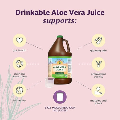 Lily Of The Desert Aloe Vera Juice - Whole Leaf Filtered Aloe Vera Drink, Non-GMO Aloe Juice with Natural Digestive Enzymes for Gut Health, Stomach Relief, Wellness, Glowing Skin, 64 Fl Oz