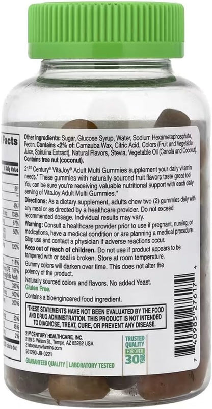 21st Century Vitajoy Multi Gummies Plus Extra D3, Orange, Cherry and Strawberry, 75 Count