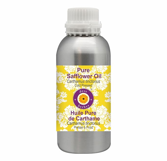 Deve Herbes Pure Safflower Oil (Carthamus tinctorius) Cold Pressed 630ml (21 oz)