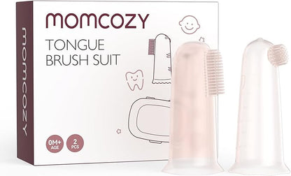 Momcozy Silicone Finger Toothbrush for Baby, Baby Finger Toothbrush for Training Teething, Infant Oral Cleaner, 2 Pcs Silicone Toothbrush