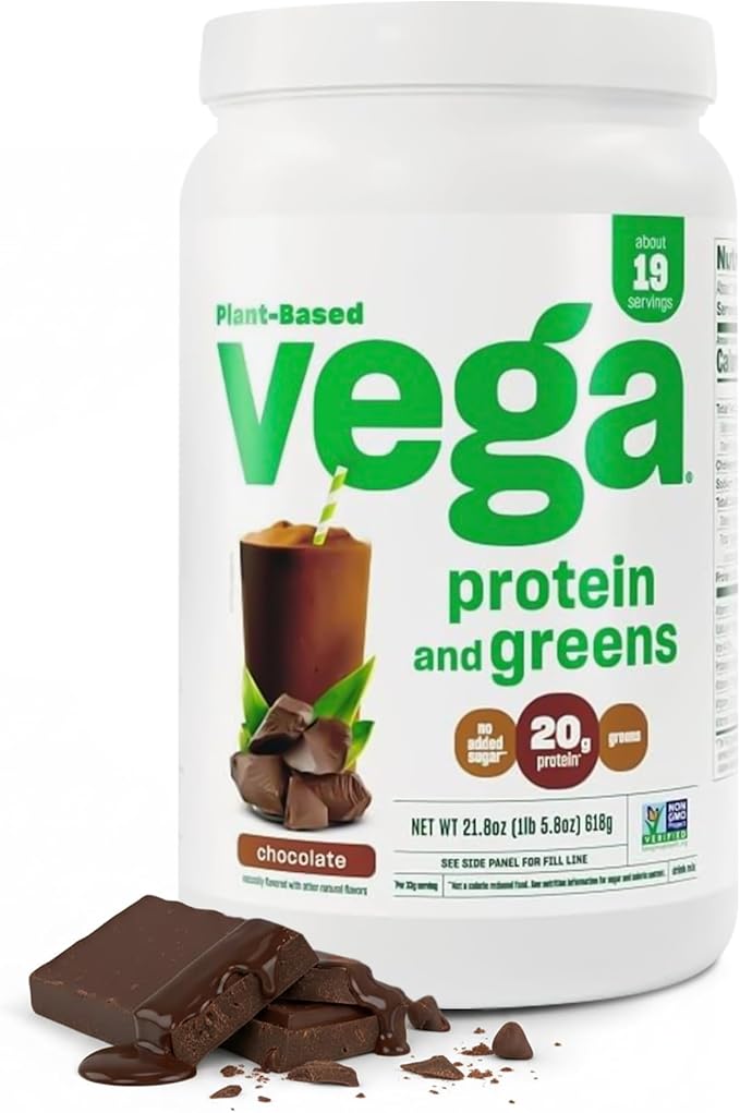 Vega Protein and Greens Protein Powder Chocolate (19 Servings) - 20g Plant Based Protein Plus Veggies, Vegan, Non GMO, Pea Protein for Women and Men, 1.4lb (Packaging May Vary) (Pack of 1)