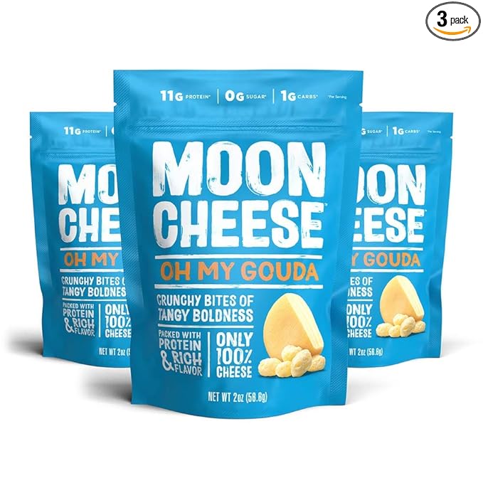 Moon Cheese Oh My Gouda Cheese Bites, 2 Ounce, 3-Pack, Crunchy, Packed With Protein & Calcium, Keto, Gluten Free