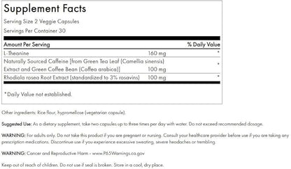 Swanson Pure Energy Metabolism Concentration Focus Support Stress Management Adaptogenic Herbs Herbal Supplement 60 Veggie Capsules (Veg Caps) Vegan