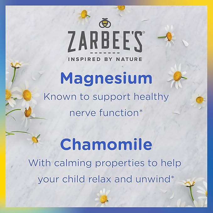 Zarbee’s Naturals Children’s Calm Gummies, Magnesium for Kids Ages 5+, Melatonin-Free, Support for a Calm Mind & Body, Chamomile & Vitamin B6, Natural Raspberry Flavor, 30 ct