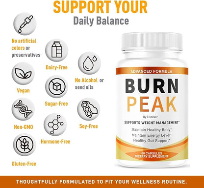 (3 Pack) Burn Peak Capsules - Official BurnPeak Weight Pills Advanced Premium Support, All Natural Burn Peak Pink Salt Trick Supplement for Overall Health & Wellness Reviews, 180 Capsules for 3 Months