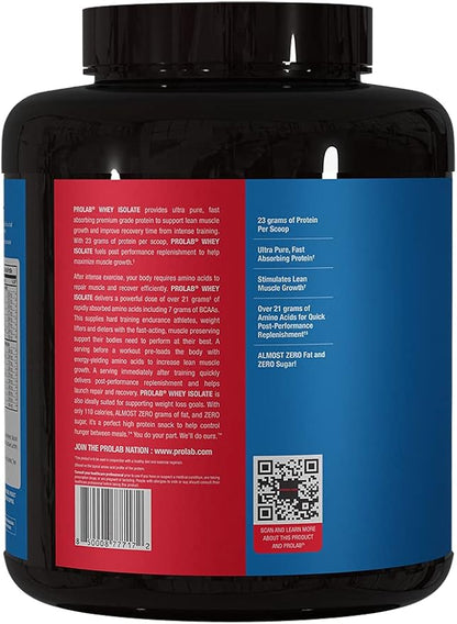 Prolab Whey Isolate 5LB, Ultra-Pure, Fast-Absorbing Whey Protein Isolate with 23g Protein & BCAAs,Supports Lean Muscle Growth, Recovery & Performance (Milk Chocolate)