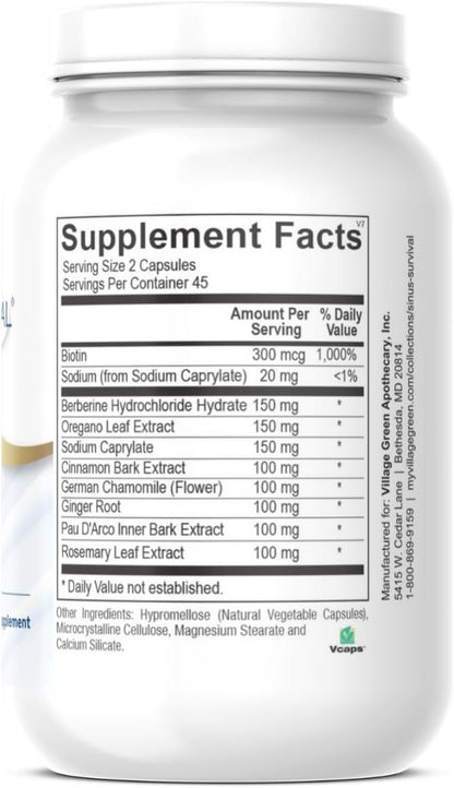 Candida Balance – Natural Support for Yeast Levels – Gut, Sinus & Immune System Supplement – 90 Capsules