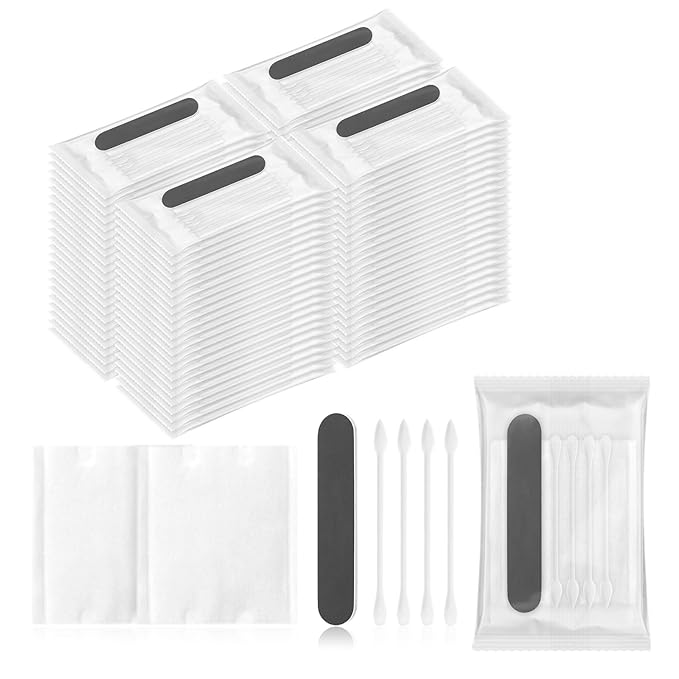 Hotel Vanity Kit Individually Wrapped Bulk Travel Cleaning Kit for Hotels Disposable Travel Size Hotel Hospitality Supplies Hygiene Kits for Homeless in Bulk Square Cotton (50)