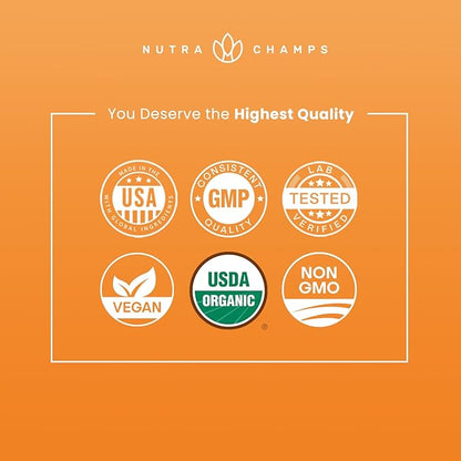NutraChamps USDA Organic Maca Root Capsules for Women & Men, 2100mg, 180 Capsules, Black, Red & Yellow, Peruvian Maca Peruana, Extra Strength Pure Premium Gelatinized Root Powder Supplement