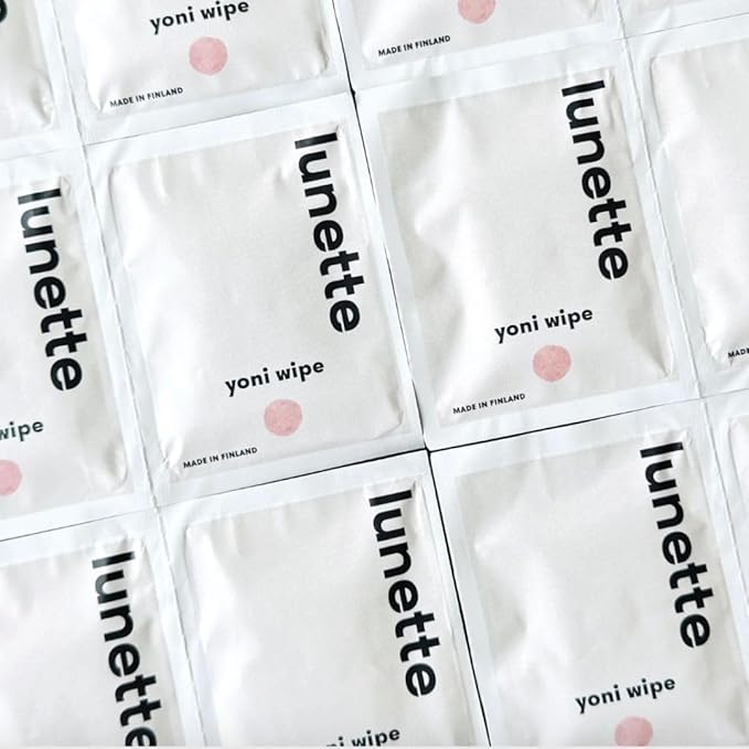Lunette Yoni Wipes – Best Feminine Wipes for Intimate care - pH-balanced & Gentle - Vegan & Compostable - Travel-friendly for on-the-go & Public bathrooms, Made in Finland, 20 Pack