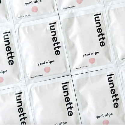 Lunette Yoni Wipes – Best Feminine Wipes for Intimate care - pH-balanced & Gentle - Vegan & Compostable - Travel-friendly for on-the-go & Public bathrooms, Made in Finland, 20 Pack